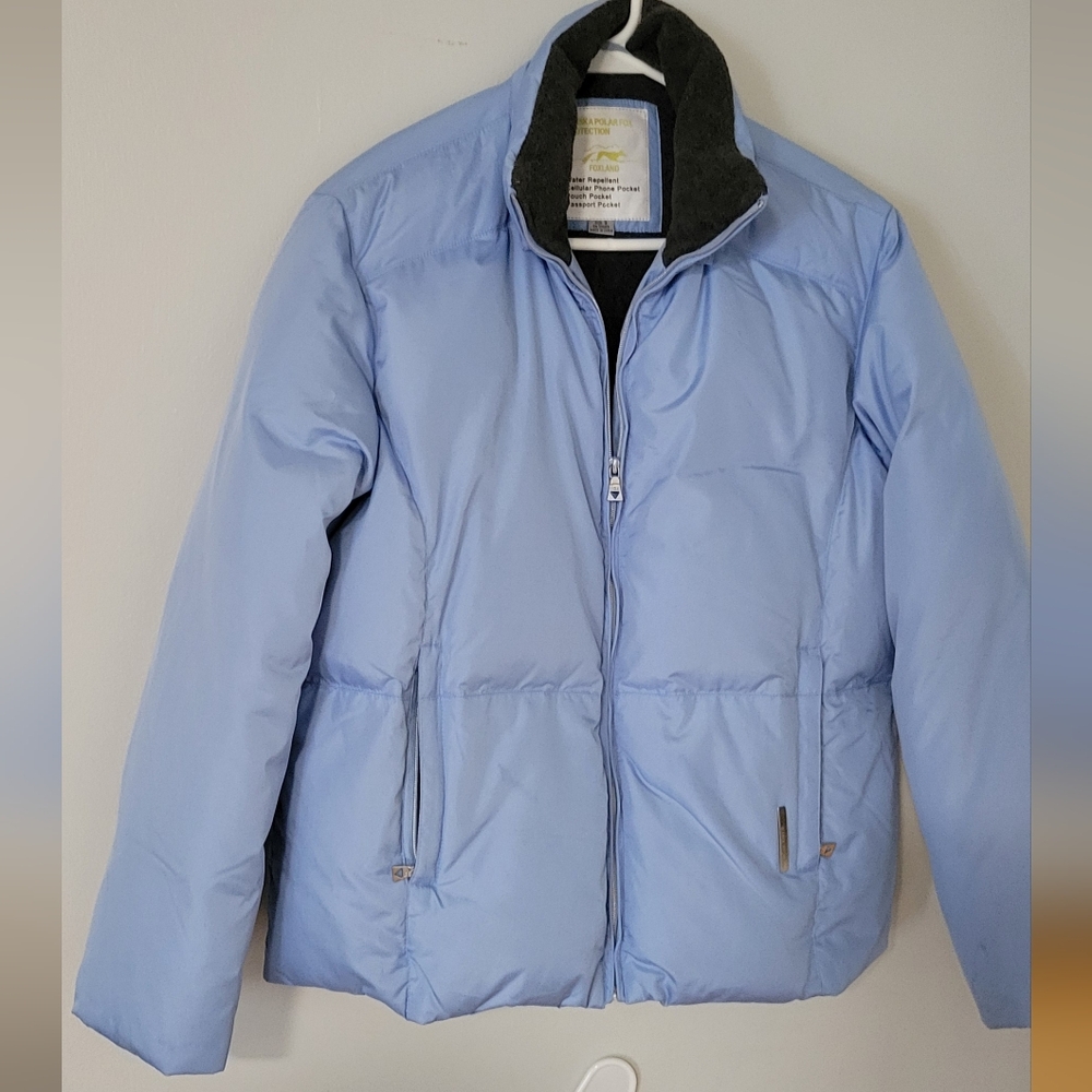 Light Blue Alaska Polar Fox Foxland Fleece Jacket Coat Size Small Woman